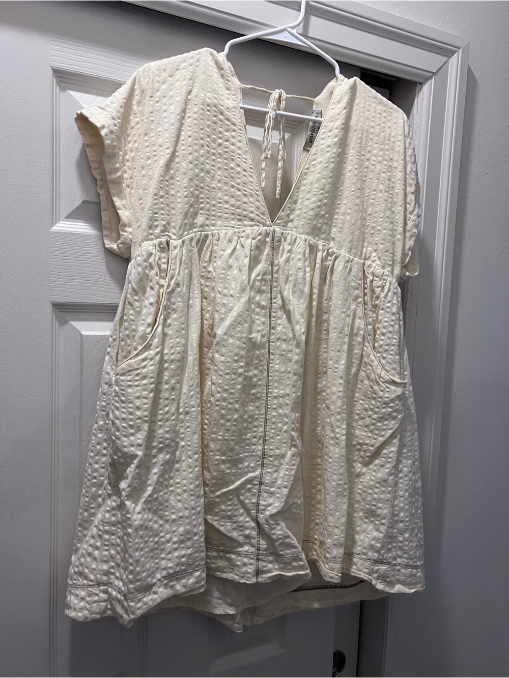 Urban Outfitters Cream Textured Babydoll Tunic